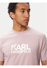 Karl Lagerfeld - KARL LAGERFELD T-Shirt 755780 563235 Różowy Regular Fit. Typ kołnierza: dekolt w karo. Kolor: różowy. Materiał: bawełna #3