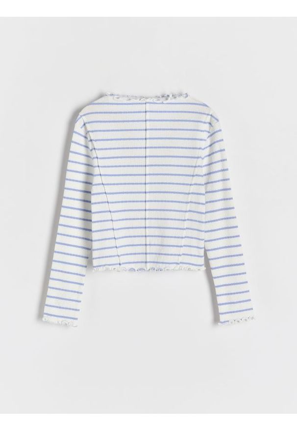 Reserved - Prążkowana koszulka - jasnoniebieski. Kolor: niebieski. Materiał: prążkowany