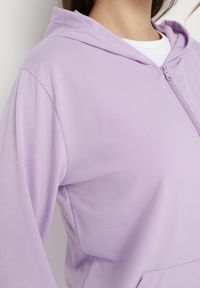 Born2be - Fioletowy Klasyczny Komplet Dresowy z Bluzą z Kapturem i Prostymi Spodniami Neiba. Kolor: fioletowy. Materiał: dresówka
