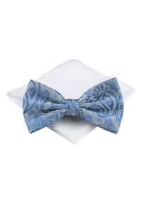 Mucha Męska z Poszetką - Chattier - Popiel z Niebieskim. Kolor: niebieski. Styl: sportowy, elegancki