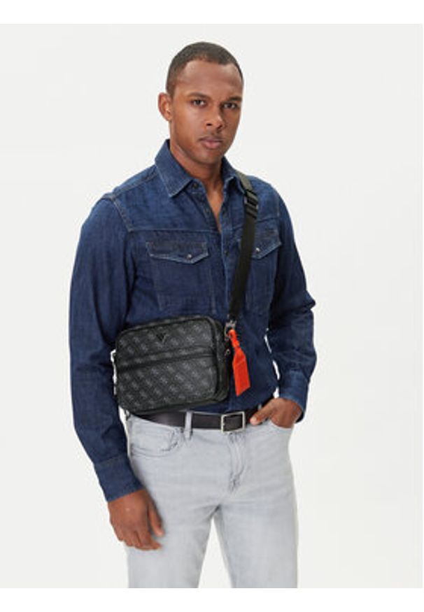 Guess Saszetka HMMILO P5422 Czarny. Kolor: czarny. Materiał: skóra