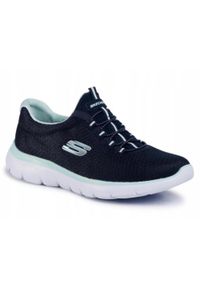 skechers - Buty na co dzień damskie SKECHERS SUMMITS wsuwane. Okazja: na co dzień. Zapięcie: bez zapięcia. Kolor: niebieski. Model: Skechers Sport. Sport: turystyka piesza