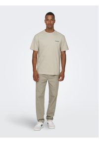 Only & Sons T-Shirt 22026424 Beżowy Relaxed Fit. Kolor: beżowy. Materiał: bawełna #4