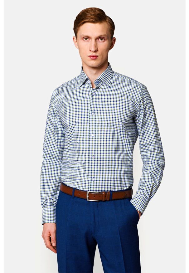 Lancerto - Koszula Mixkolor w Kratę Ventura. Materiał: bawełna, tkanina, jeans. Wzór: ze splotem, kratka