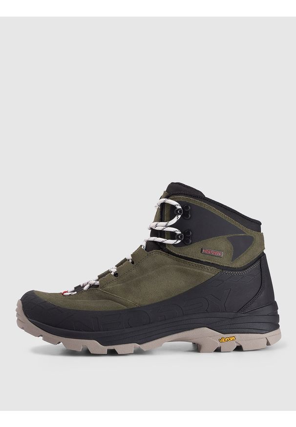 4f - 4F Wysokie buty trekkingowe HORIZON z membraną męskie - zielone 45. Wysokość cholewki: przed kolano. Kolor: zielony. Materiał: guma, zamsz. Szerokość cholewki: normalna