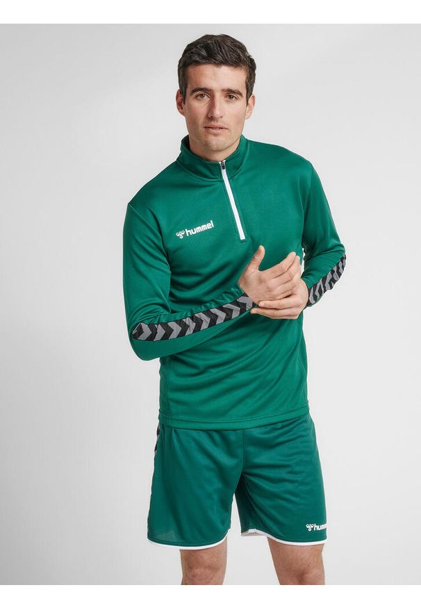 Bluza Hummel demi-zip hmlAUTHENTIC. Kolor: biały, wielokolorowy, zielony. Materiał: materiał. Sport: fitness