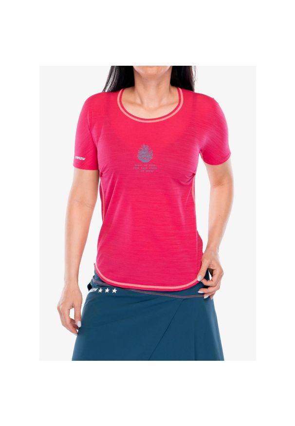 CRAZY - Koszulka treningowa damska Crazy Shirt Exit. Kolor: różowy. Sport: fitness