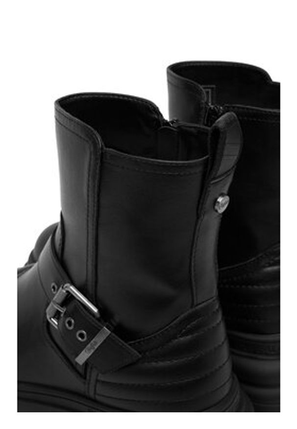 Buffalo Botki Dione Biker Boot Mid 1270127 Czarny. Kolor: czarny. Materiał: skóra
