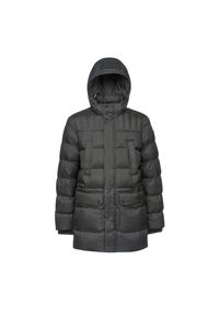 Długa kurtka z kapturem Geox Sanford. Typ kołnierza: kaptur. Kolor: szary. Materiał: puch. Długość: długie. Sezon: zima #1