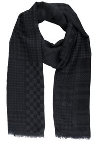 Lekki Szalik Wiosenno-Jesienny - Teer - Czarno-Grafitowy. Okazja: na spacer. Kolor: czarny, szary, wielokolorowy. Materiał: poliester. Sezon: wiosna, jesień. Styl: elegancki #1