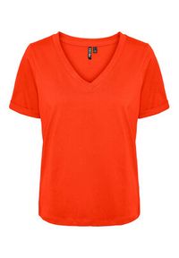 Pieces T-Shirt 17120455 Pomarańczowy Regular Fit. Kolor: pomarańczowy. Materiał: bawełna