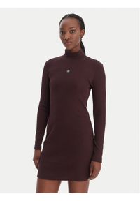 Calvin Klein Jeans Sukienka codzienna LV047E204G Brązowy Slim Fit. Okazja: na co dzień. Kolor: brązowy. Materiał: bawełna. Typ sukienki: proste. Styl: casual #1