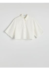 Reserved - Krótka koszula z lnu - biały. Kolor: biały. Materiał: len. Długość: krótkie