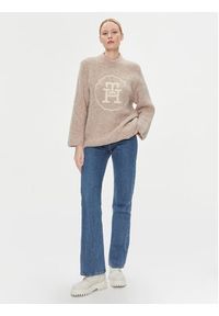 TOMMY HILFIGER - Tommy Hilfiger Sweter WW0WW40267 Beżowy Oversize. Kolor: beżowy. Materiał: wełna