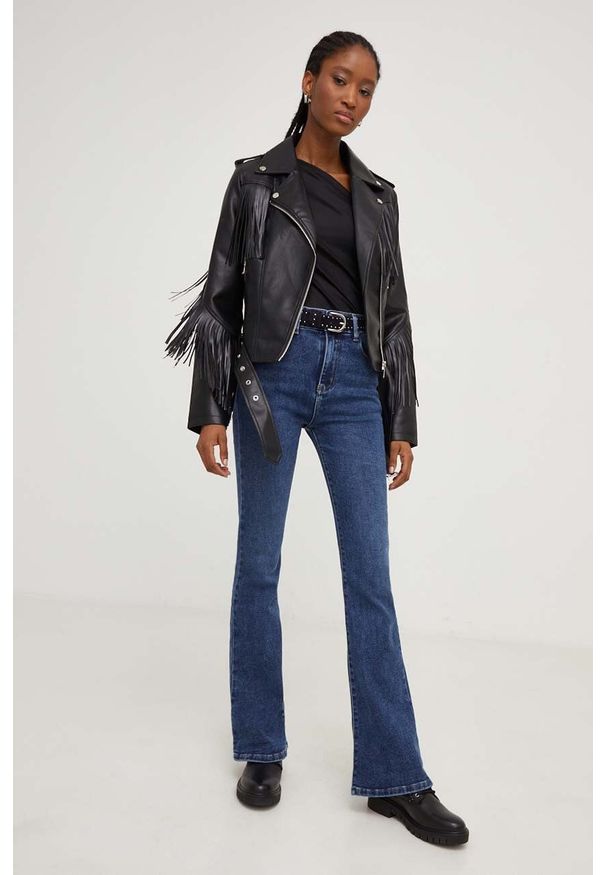 Answear Lab jeansy damskie high waist. Stan: podwyższony. Kolor: niebieski. Styl: wakacyjny