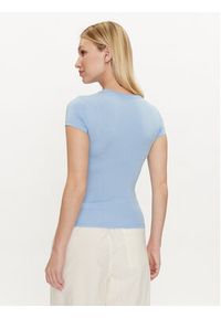 Gina Tricot T-Shirt 21287 Błękitny Slim Fit. Kolor: niebieski. Materiał: wiskoza #6