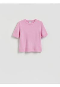 Reserved - Wełniany sweter - różowy. Kolor: różowy. Materiał: wełna