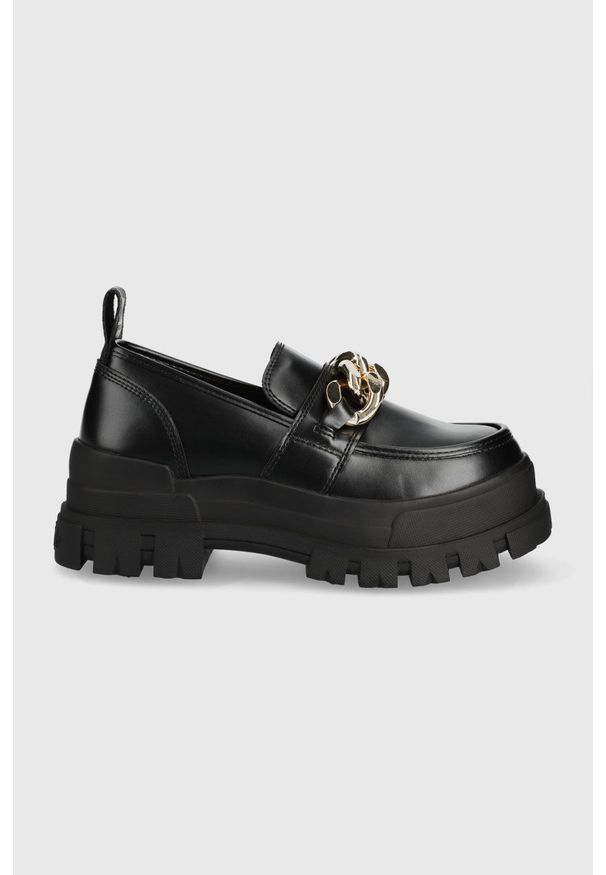 Buffalo mokasyny Aspha Loafer Chain damskie kolor czarny na platformie. Kolor: czarny. Materiał: guma. Obcas: na platformie