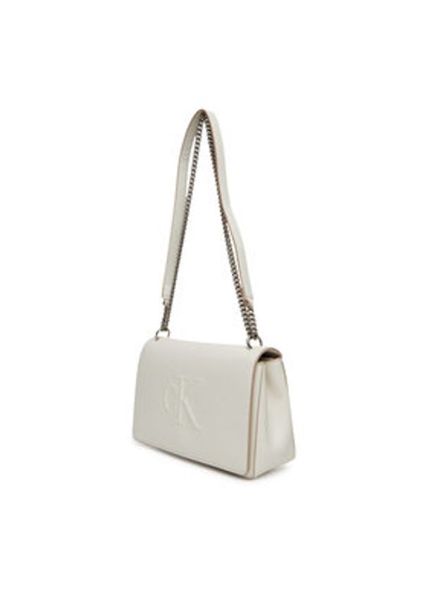 Calvin Klein Jeans Torebka Sculpted Ew Flap Conv Chain LV04K3035G Biały. Kolor: biały. Materiał: skórzane