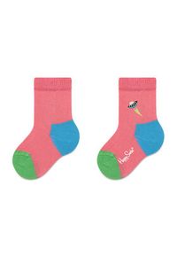 Happy-Socks - Happy Socks Zestaw 4 par wysokich skarpet dziecięcych XKSPC09-0200 Kolorowy. Materiał: materiał. Wzór: kolorowy