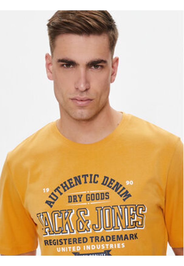 Jack & Jones T-Shirt Logo 12254862 Żółty Standard Fit. Kolor: żółty. Materiał: bawełna