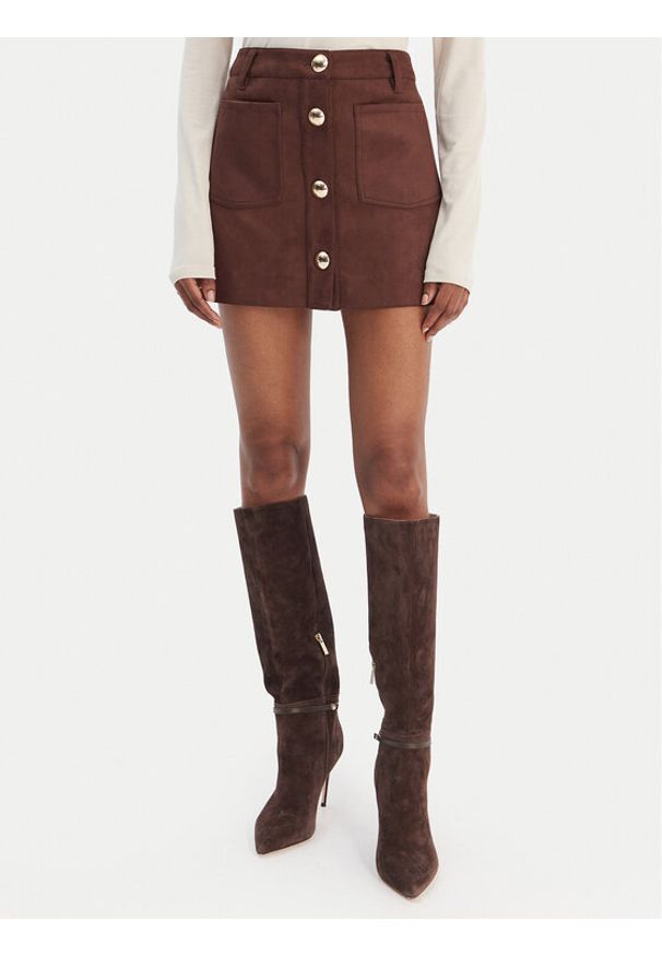 BARDOT - Bardot Spódnica z imitacji skóry Lorenzo 59673SB1 Brązowy Regular Fit. Kolor: brązowy. Materiał: skóra