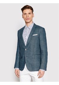 BOSS - Boss Marynarka H-Hutson_222 50473719 Niebieski Slim Fit. Kolor: niebieski. Materiał: len