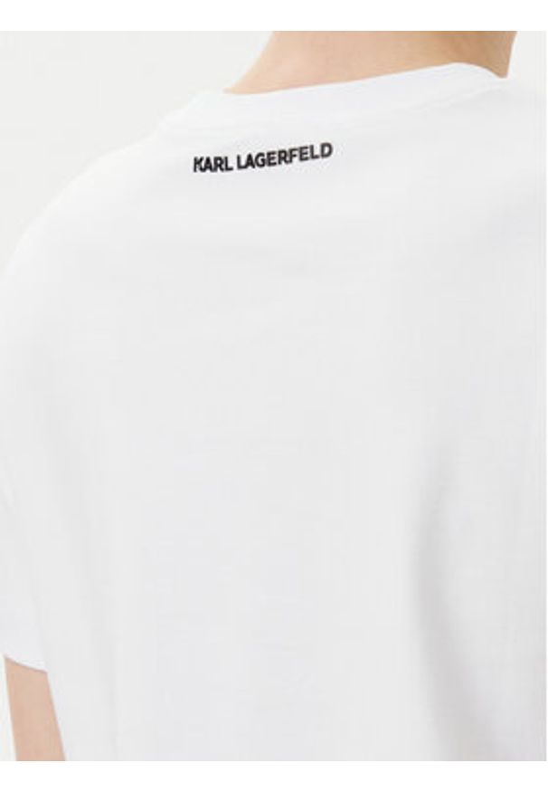 Karl Lagerfeld - KARL LAGERFELD T-Shirt A2W17103 Biały Regular Fit. Typ kołnierza: dekolt w karo. Kolor: biały. Materiał: bawełna