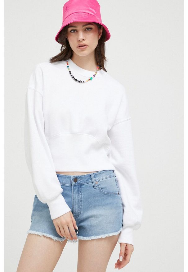 Abercrombie & Fitch bluza damska kolor biały gładka. Kolor: biały. Materiał: dzianina. Wzór: gładki