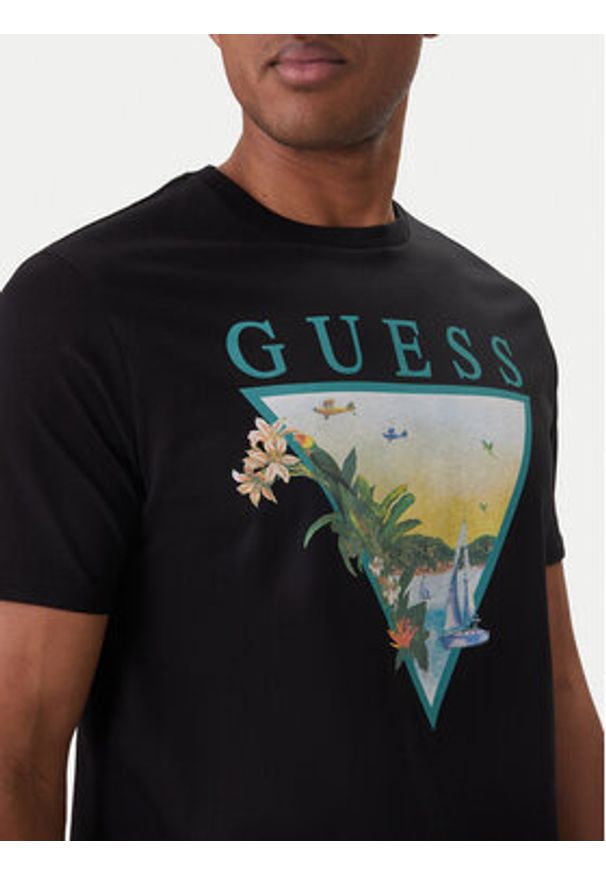 Guess T-Shirt M6GI49 K3584 Czarny Reglan Fit. Kolor: czarny. Materiał: bawełna
