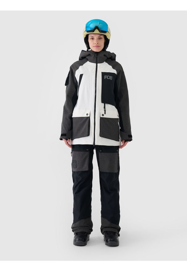 4f - 4F Kurtka snowboardowa membrana 10000 damska - biała L. Okazja: na co dzień. Typ kołnierza: kaptur. Kolor: biały. Materiał: dzianina, poliester, materiał, tkanina. Wzór: gładki. Sezon: zima. Styl: klasyczny, sportowy, casual