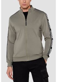 Guess - GUESS Zielona męska bluza z lampasami New Arlo. Kolor: zielony