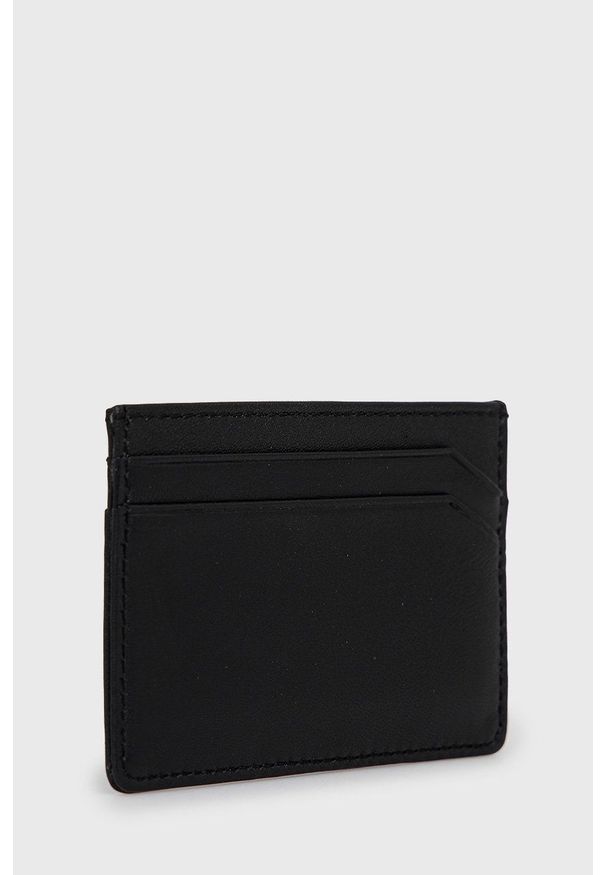 Hugo - HUGO etui na karty skórzane męski kolor czarny. Kolor: czarny. Materiał: skóra