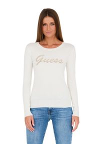 Guess - GUESS Beżowy sweter z cyrkoniami. Kolor: beżowy