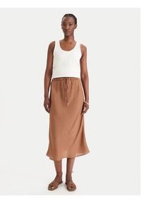 Marella Spódnica maxi Gamba 2613101094 Brązowy Regular Fit. Kolor: brązowy. Materiał: len #2