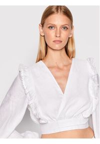 Guess Bluzka W2YH76 WESS0 Biały Regular Fit. Kolor: biały. Materiał: len #2