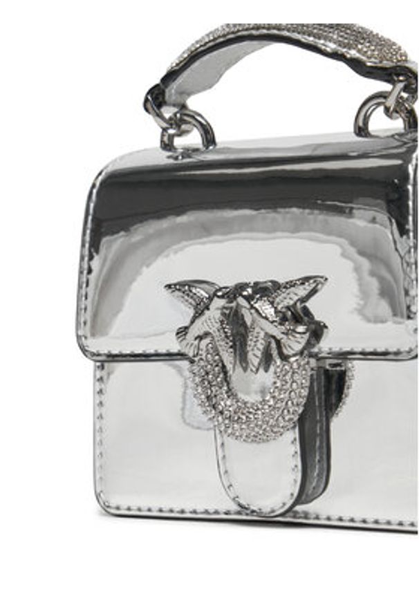 Pinko - PINKO Torebka Love One Top Handle Micro Light AI 24-25 PLTT 102740 A1JD Srebrny. Kolor: srebrny. Materiał: skórzane