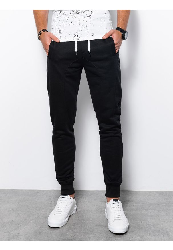 Ombre Clothing - Spodnie męskie dresowe JOGERRY - czarne V1 - Rozmiar: XL. Kolor: czarny. Materiał: dresówka