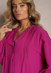 Renee - Fioletowa Koszulowa Sukienka Mini Galdra. Kolor: fioletowy. Wzór: aplikacja. Typ sukienki: koszulowe. Długość: mini #4