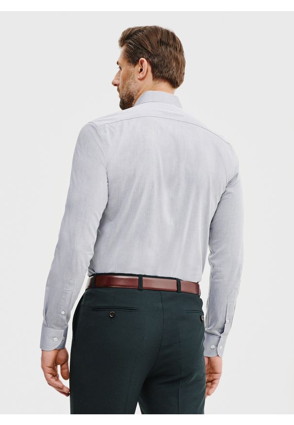 Pako Lorente - PAKO LORENTE – Bawełniana koszula męska w kolorze szarym. Kolor: szary. Materiał: bawełna. Długość rękawa: długi rękaw. Długość: długie. Wzór: gładki