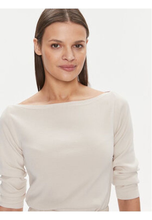 United Colors of Benetton - United Colors Of Benetton Sweter 1091D1M09 Beżowy Regular Fit. Kolor: beżowy. Materiał: bawełna