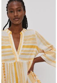 Vero Moda - Sukienka. Kolor: żółty. Materiał: tkanina, bawełna. Typ sukienki: rozkloszowane #6