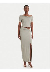 Guess Spódnica maxi W6GD15 K2936 Khaki Slim Fit. Kolor: brązowy #3