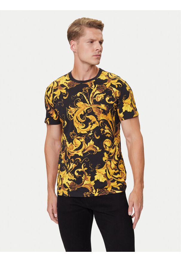 Versace Jeans Couture T-Shirt 79GAH6S0 JS515 Czarny Regular Fit. Kolor: czarny. Materiał: bawełna