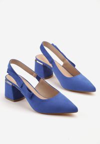 Renee - Niebieskie Sandały na Słupku Vices Slingback ze Skórzaną Wkładką Vevoline. Okazja: na co dzień, do pracy, na spotkanie biznesowe. Zapięcie: sprzączka. Kolor: niebieski. Materiał: skóra. Sezon: lato. Obcas: na słupku. Styl: klasyczny, casual, biznesowy, elegancki #7