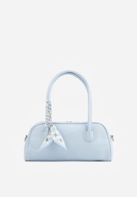 Born2be - Niebieska Torebka Elegancka na Ramię Prostokątna z Apaszką i Paskiem Nesope. Kolor: niebieski. Wzór: aplikacja. Styl: elegancki. Rodzaj torebki: na ramię #1