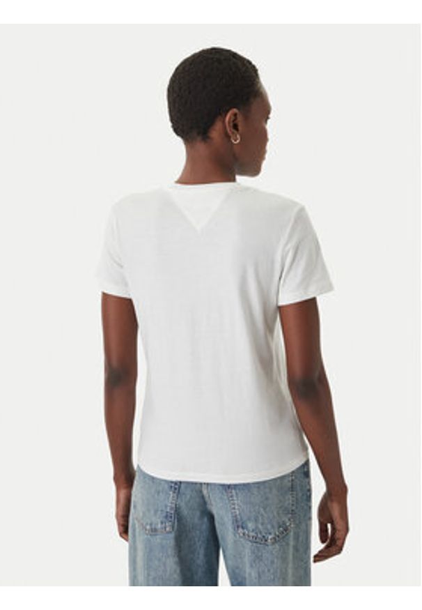 Tommy Jeans T-Shirt DW0DW22277 Biały Regular Fit. Kolor: biały. Materiał: bawełna