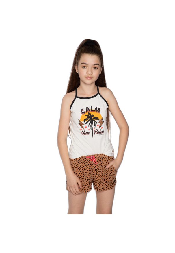 Dziewczęcy tank top Protest Lizzy. Kolor: biały. Materiał: bawełna. Wzór: nadruk. Sport: kolarstwo