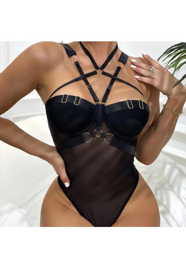 Intica - Body z paseczkami na wieczór regulowane wycięcia Ticuta. Kolor: różowy. Materiał: materiał. Wzór: paski