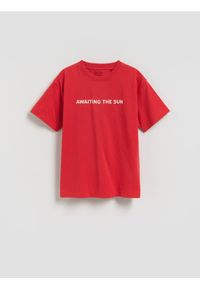 Reserved - Bawełniany t-shirt - czerwony. Kolor: czerwony. Materiał: bawełna